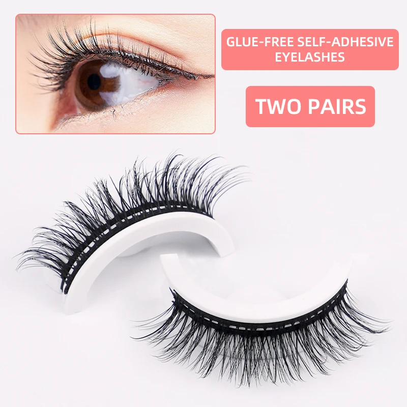 Reusable Self Adhesive Eyelashes No Glue or Eyeliner Needed,Easy To Apply 3 Secs To Put On, Stable/Non-slip Waterproof