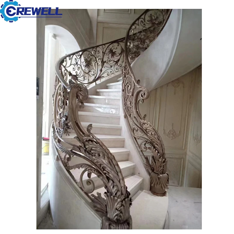 Villa balcony wrought Iron Stair Balcony Railing Grill Design from Foshan