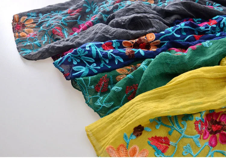 
Wholesale Multifunction Indian Nepal Cotton Embroidery Edge Scarf Shawl For Women 