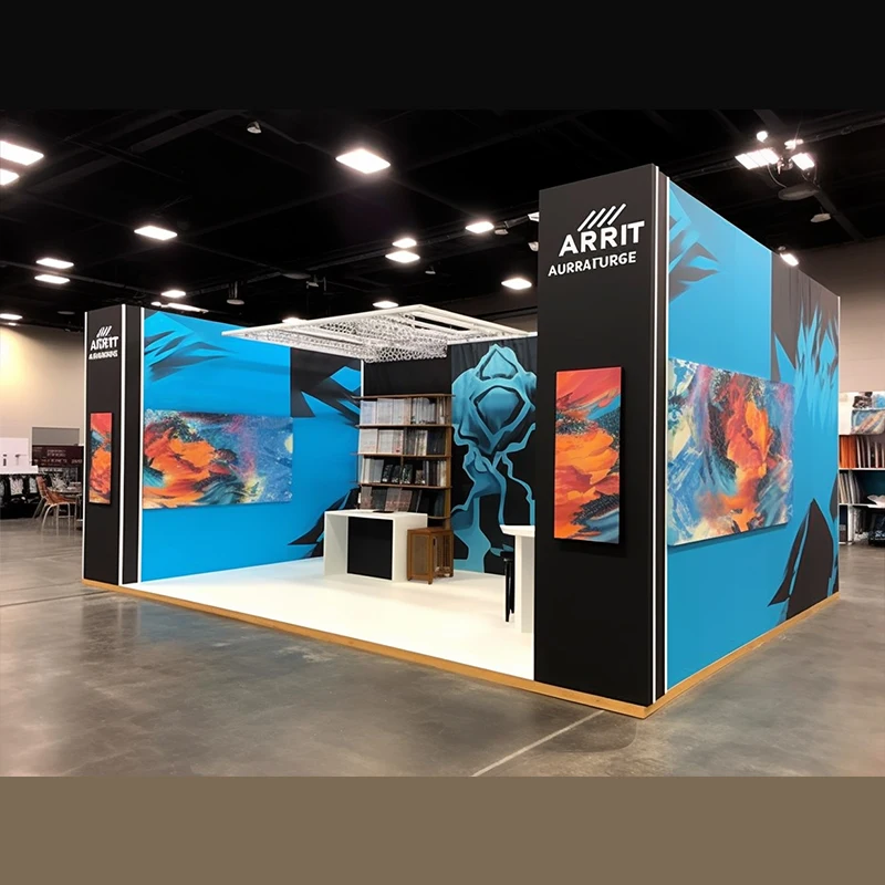 3*3 Modular System Booth Aluminum Extrusion Tension Fabric Backlit Exhibition Advertising Banner Display Stand For Events