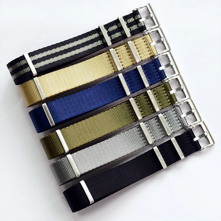 Ready To Ship high-quality 1.4mm thick 20mm smooth nylon watch strap woven canvas  watch  strap