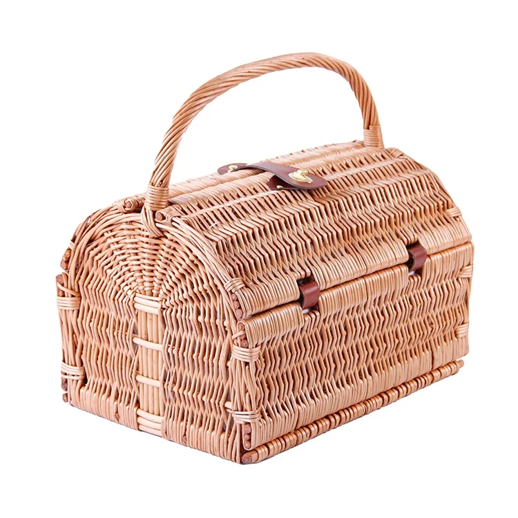 Wholesale rattan wicker camping basket cooler picnic basket set