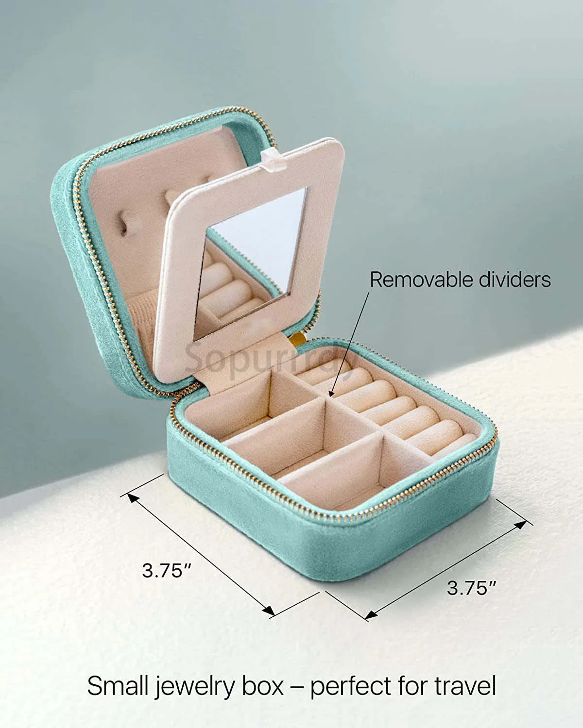 Custom Logo Velvet Jewelry Box Travel Jewelry Case Personalized Organizer With Mirror Featured Jewelry Box Packaging