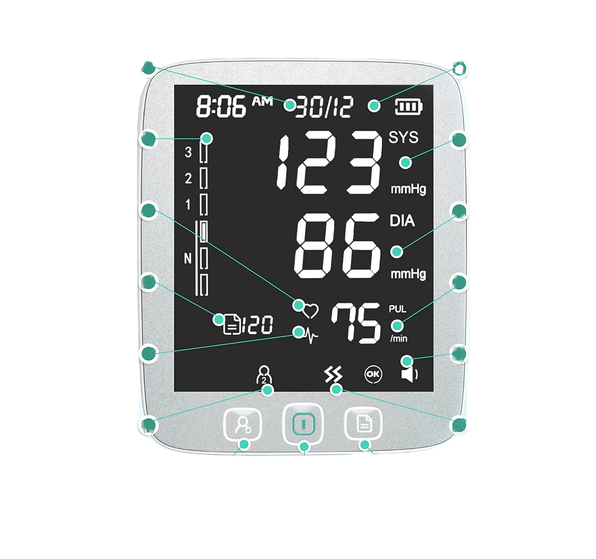 Big LCD Screen Good High BP Level Range Best Machine Quality BP Monitor Online Price Test Body Pressure