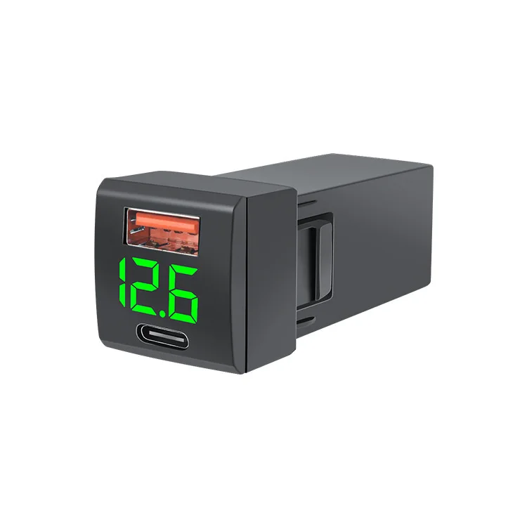 Dual USB Socket for toyota Car Power Socket Port with voltmeter for Phone 13/12/11/X/8/7/6/5  iPa d Samsung LG Huawei and More