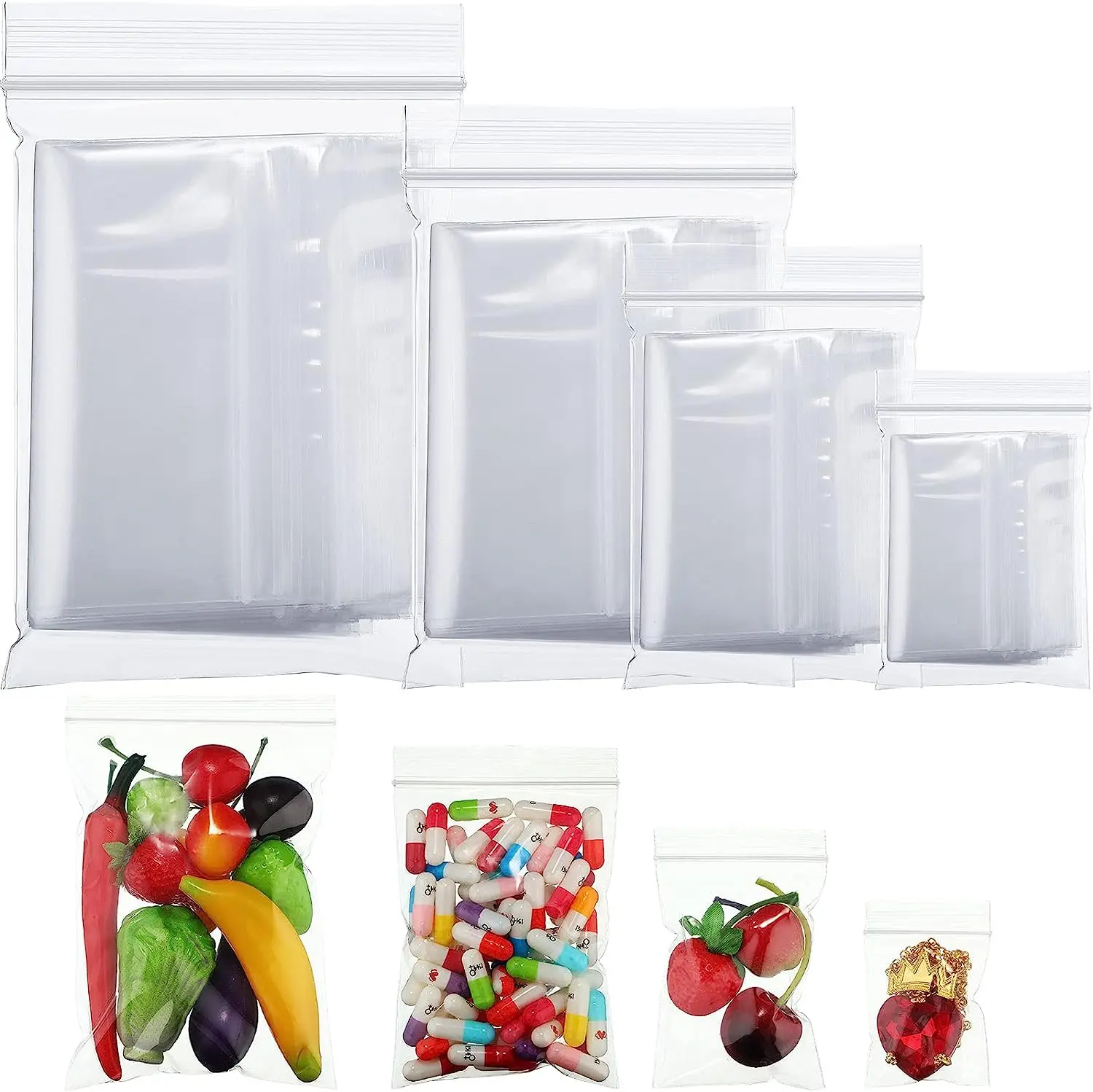 Food Grade Clear Reclosable Zipper Storage Bags Plastic Poly Bags Zip Lock Bag for Food Packing