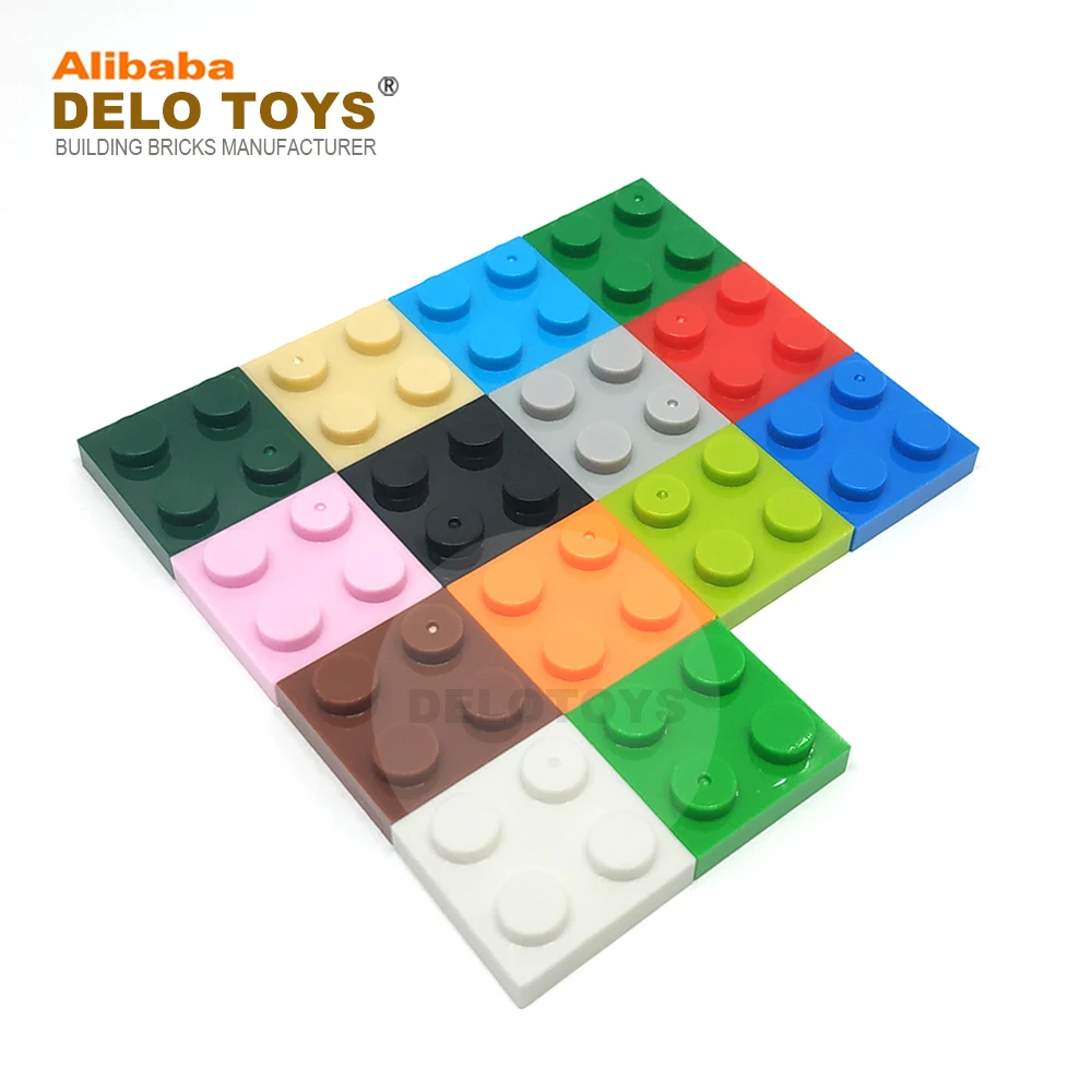 DELO TOYS  ( 22 colors )  Plastic building blocks bricks 2*2 Plate 2 x 2  (NO.3022)