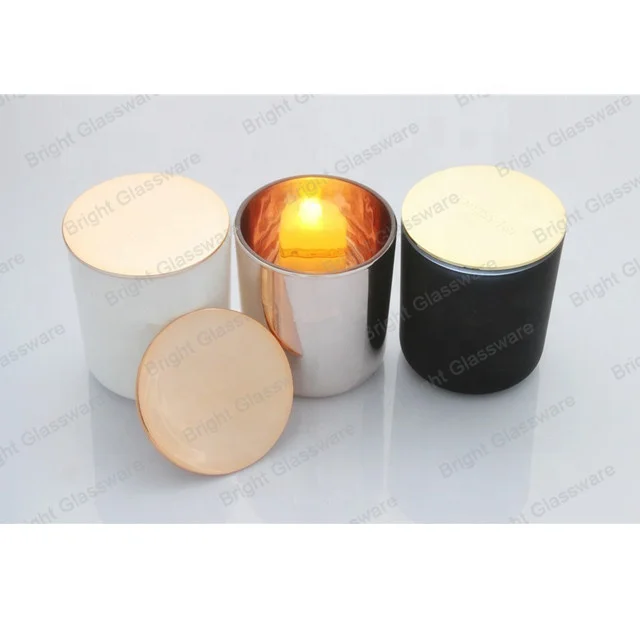 New products glass tumbler jar electroplating rose gold oxford candle holder with lid