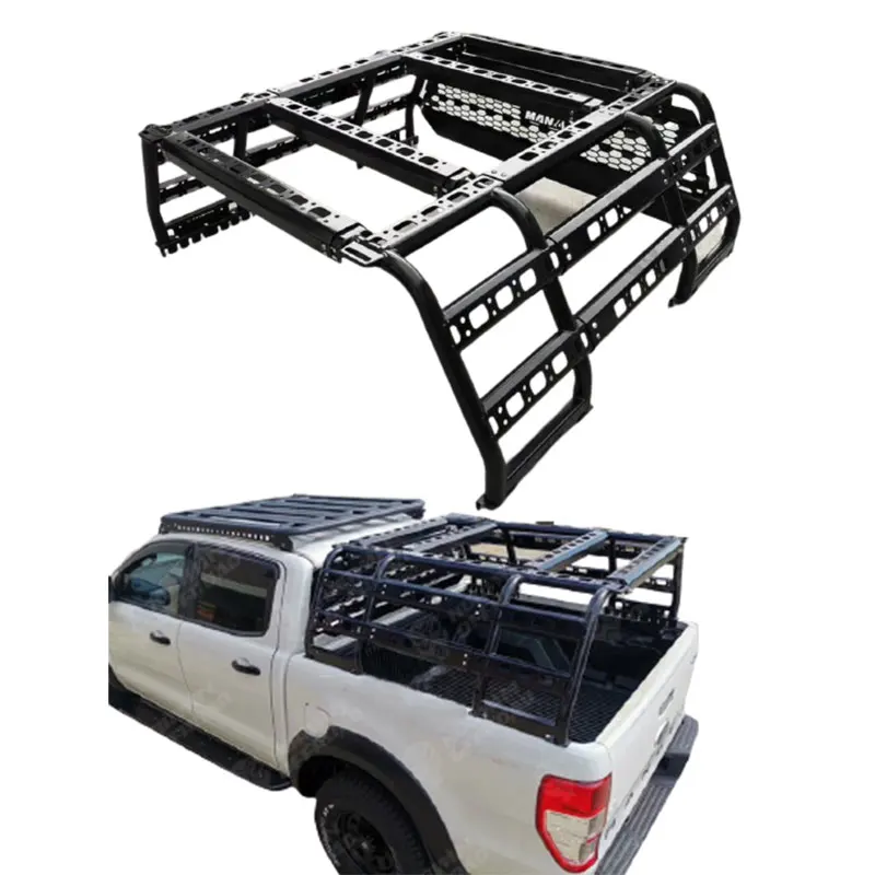 LE-STAR 4x4 Universal Adjustable Roll Bar Steel Carrier Cage Truck Bed Rack Ladder Ute Tub Rack For Hilux pickup
