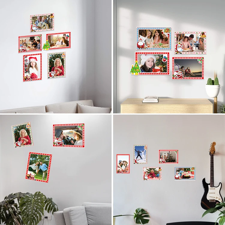 Рекламная акция, магнитная светодиодная плавающая эпоксидная бамбуковая детская Акриловая картина, прозрачная пользовательская магнитная фоторамка на холодильник