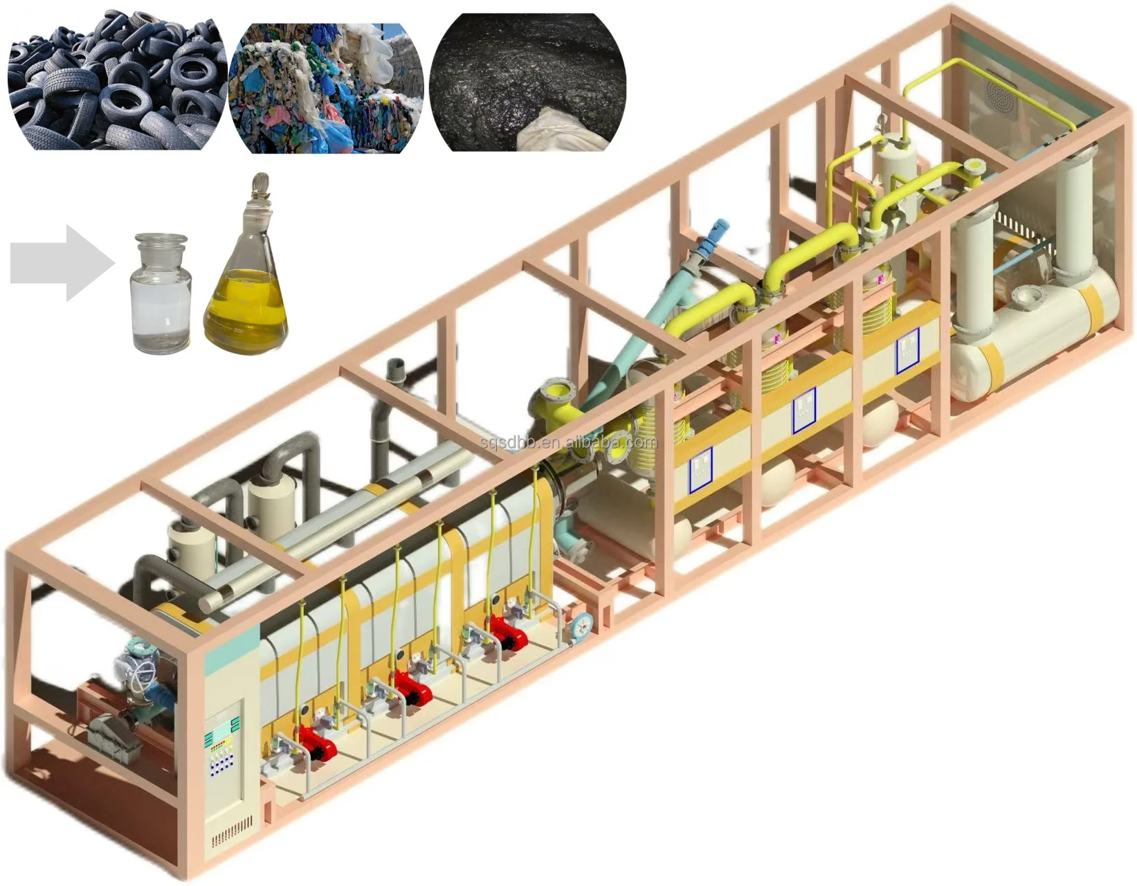 Hot sales  recycle waste tire tyre plastic rubber oil sludge aluminum to oil recycling pyrolysis  machine