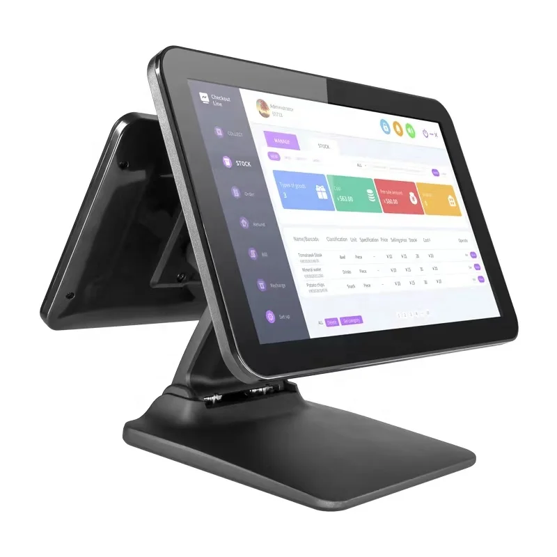 15.6-inch LCD Folding Stand Touch Screen POS System for Restaurant with Small Box