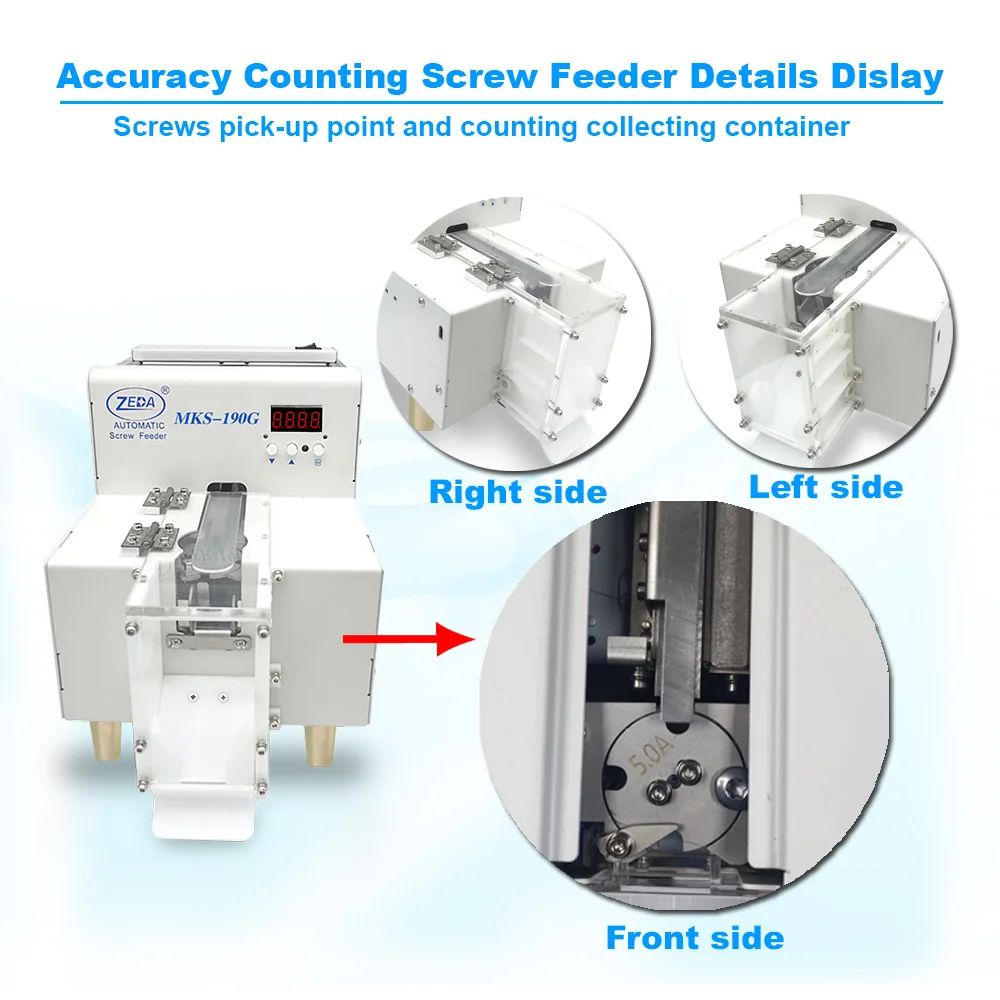 ZEDA MKS190G suitable use M2.0-M5.0 screw 450ml container factory assembly line counting lab automatic screw feeder machine