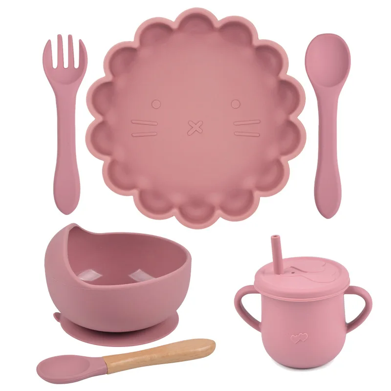 Wholesale Bpa Free Silicone Baby Product Plates Baby Feeding Set With Spoon And Fork