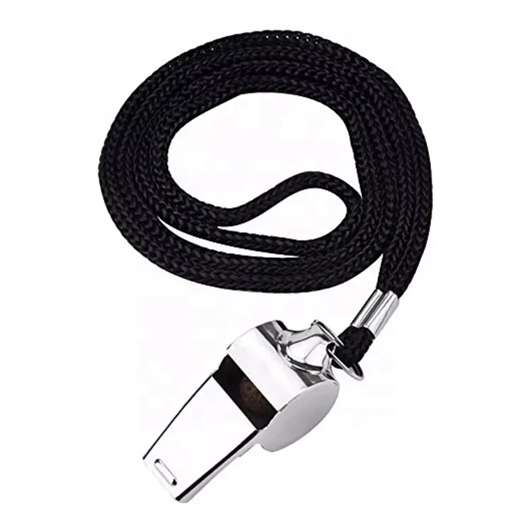 Hot Selling Metal Whistles Stainless Steel Whistle with Lanyard Sports Referee Whistles Emergency Safety Plastic Lanyard