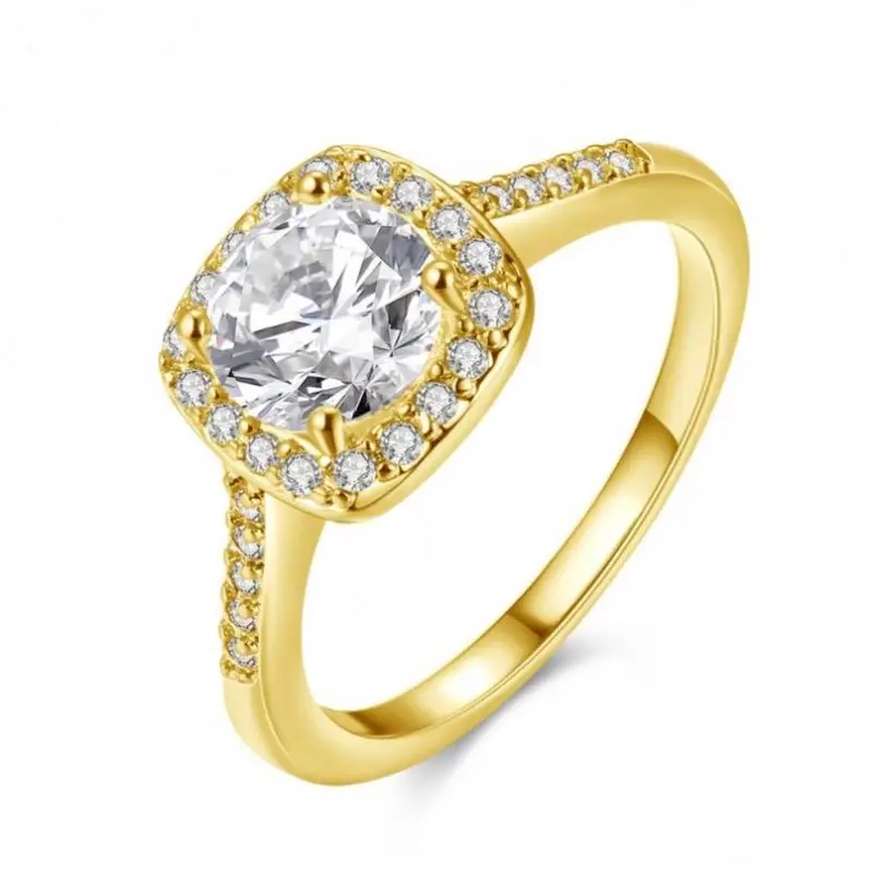 Wholesale Women 1 Carat Red Diamond Price Rings Wedding Engagement Gold Rose 5-12# Ring