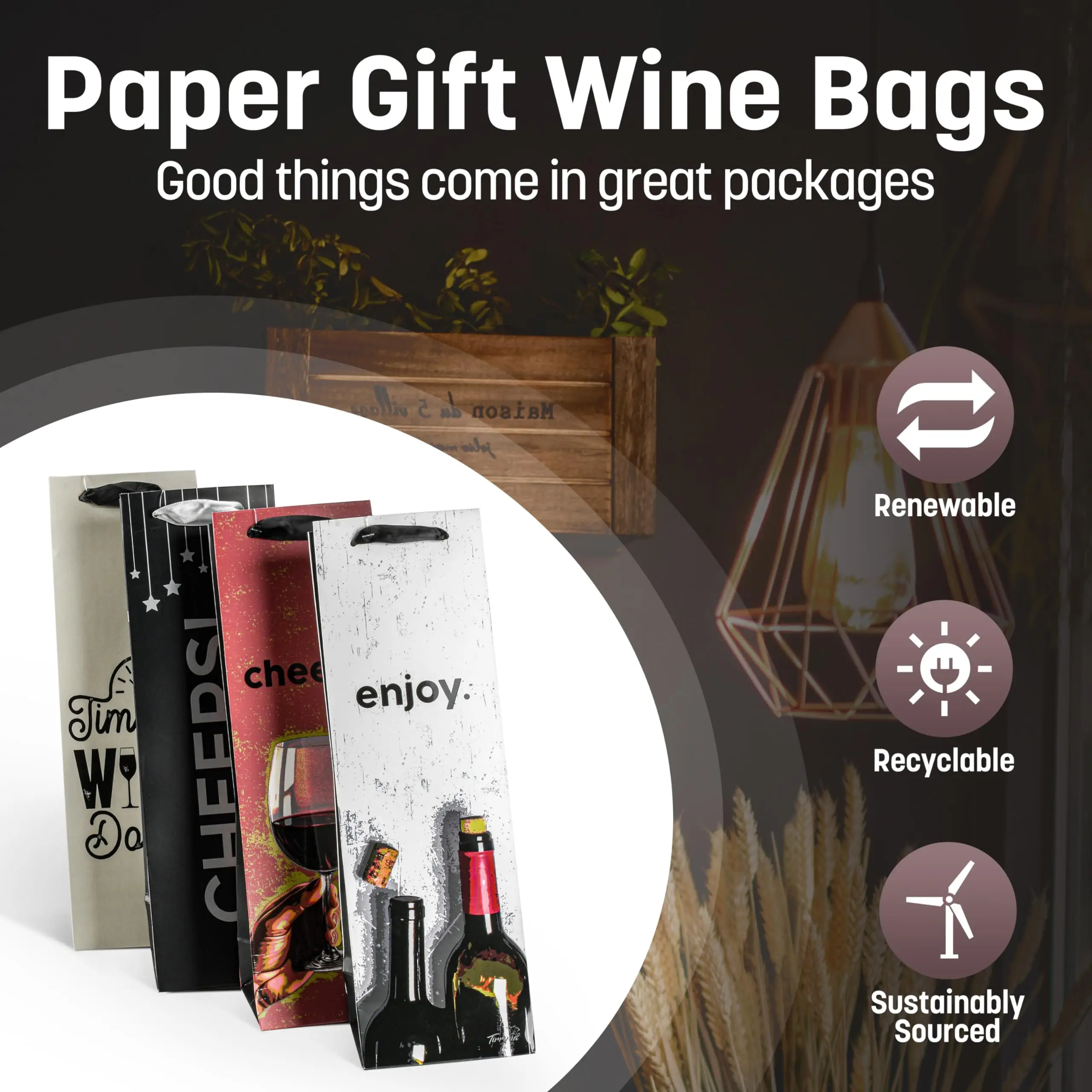 Popular Custom Personalized Print Logo Shopping Packaging Carrier Wine Paper Bag with Twisted Handle