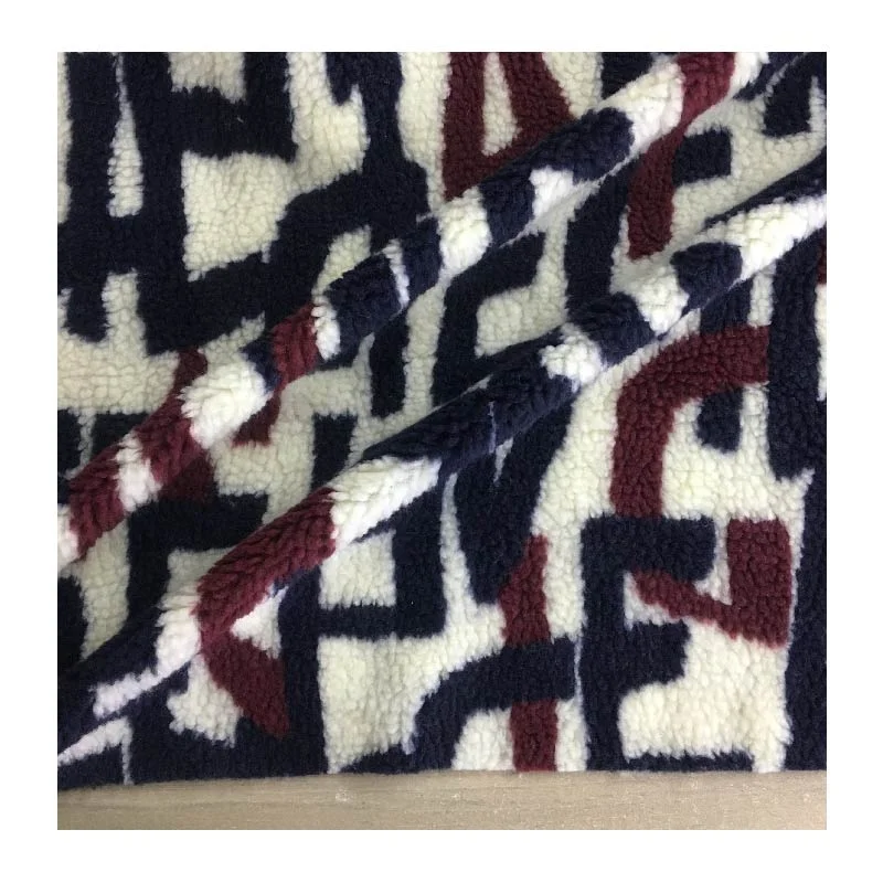 Cheap 100% polyester jacquard sherpa fleece fabric sheep skin lamb fur jaket man winter jacket fabric