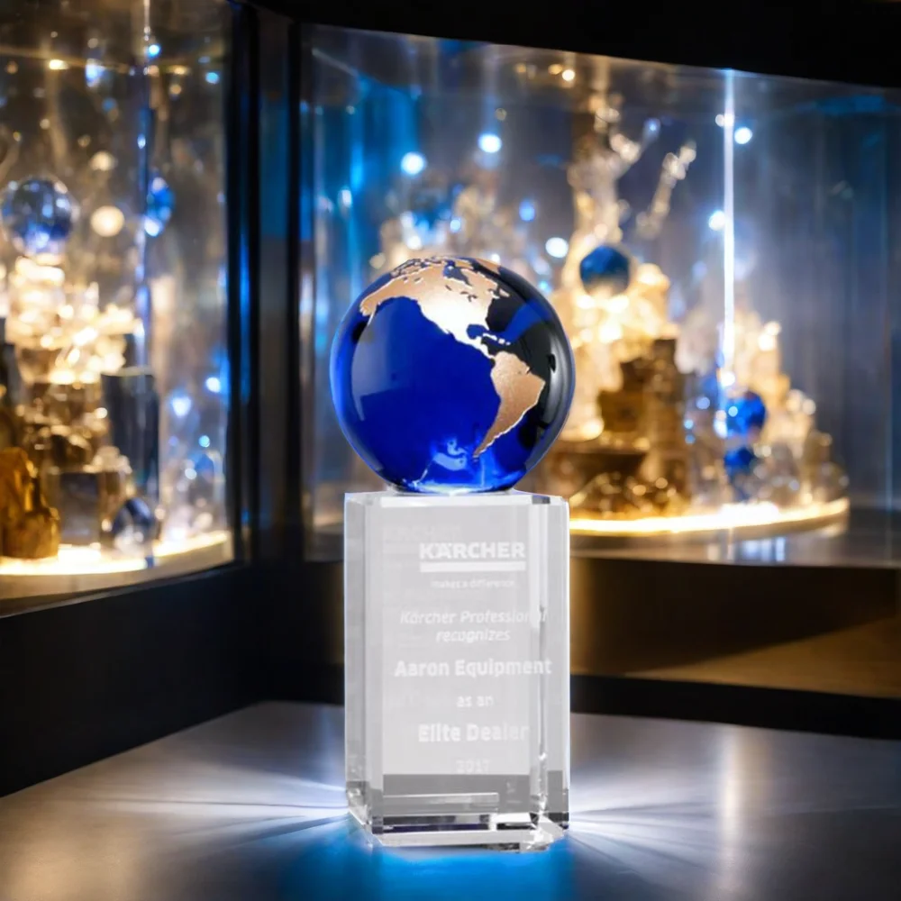 Globe Earth Model K9 Crystal Animal-themed Glass New Customized Blue Souvenir Customized Logo Europe Clear Folk Art Block & Cube