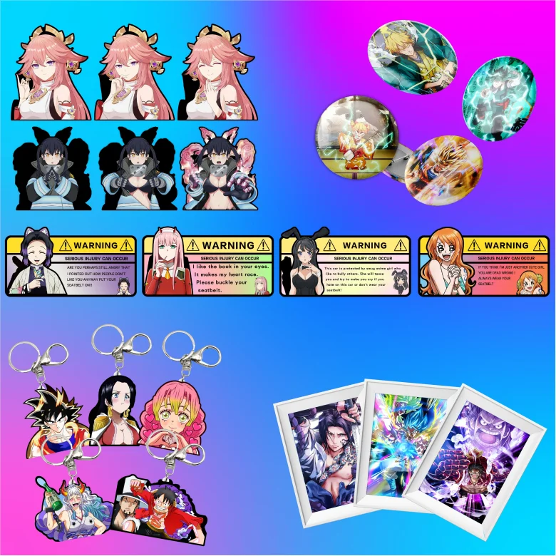 Waterproof Cartoon Changing Flips Decals Demon Slayer Lenticular 3D Anime Motion Sticker for Car Laptop Refrigerator