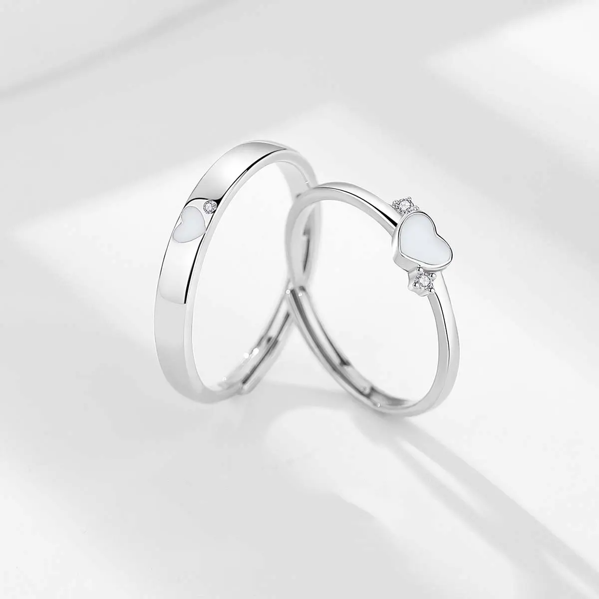 Adjustable Love Luminous s925 Silver Ring Classic Couple Style for Unisex Gift for Girlfriend Rings
