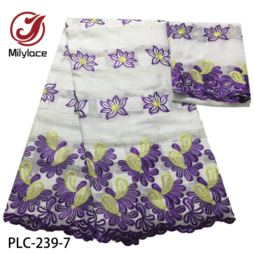 Embroidery 5 yards 100% Cotton Swiss Lace and 2 yards French Lace Fabric with Rhinestones