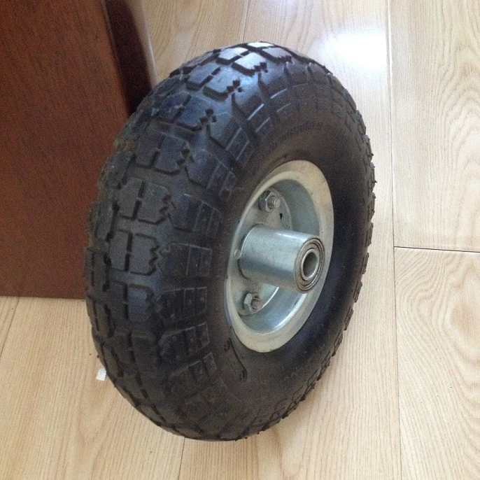 10 inch small pneumatic rubber tyre 410/350-4 trolley Wagon Wheel