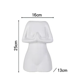 Northern Europe Style Black and White Color Figure Yoga Statue of Human Body with Hands Folded for Interior Decoration