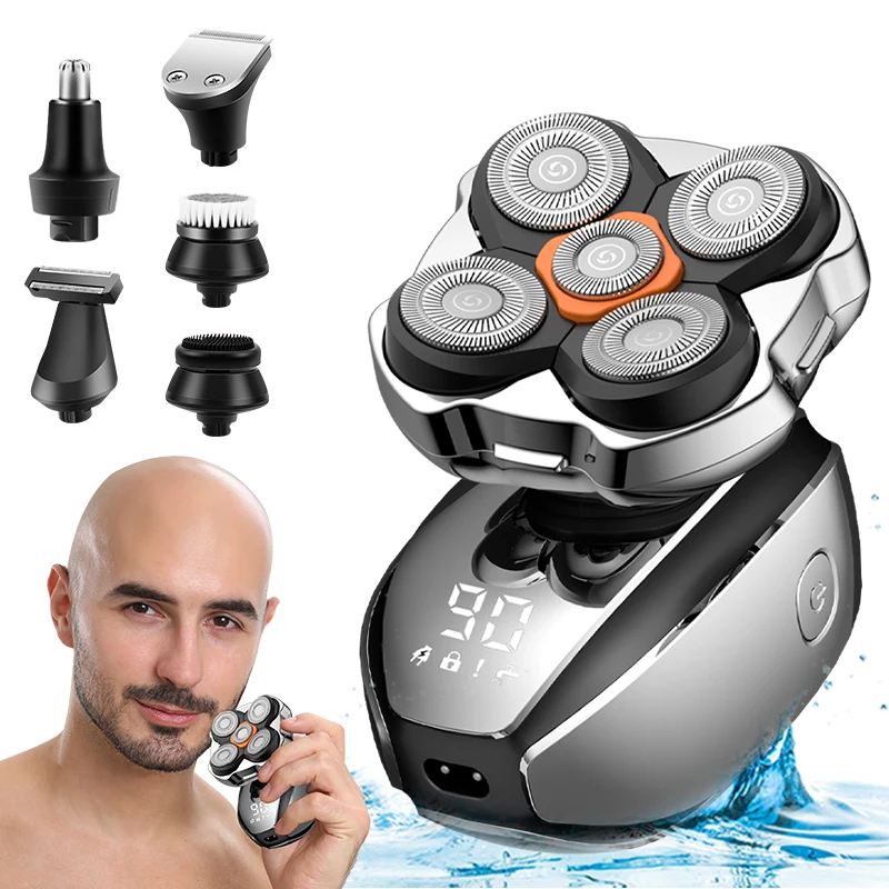 Lanumi LK-5610 модернизировать 5D электробритва Водонепроницаемая IPX6 магнитное лезвие перезаряжаемая ЖК-головка бритва USB кабель серебристый