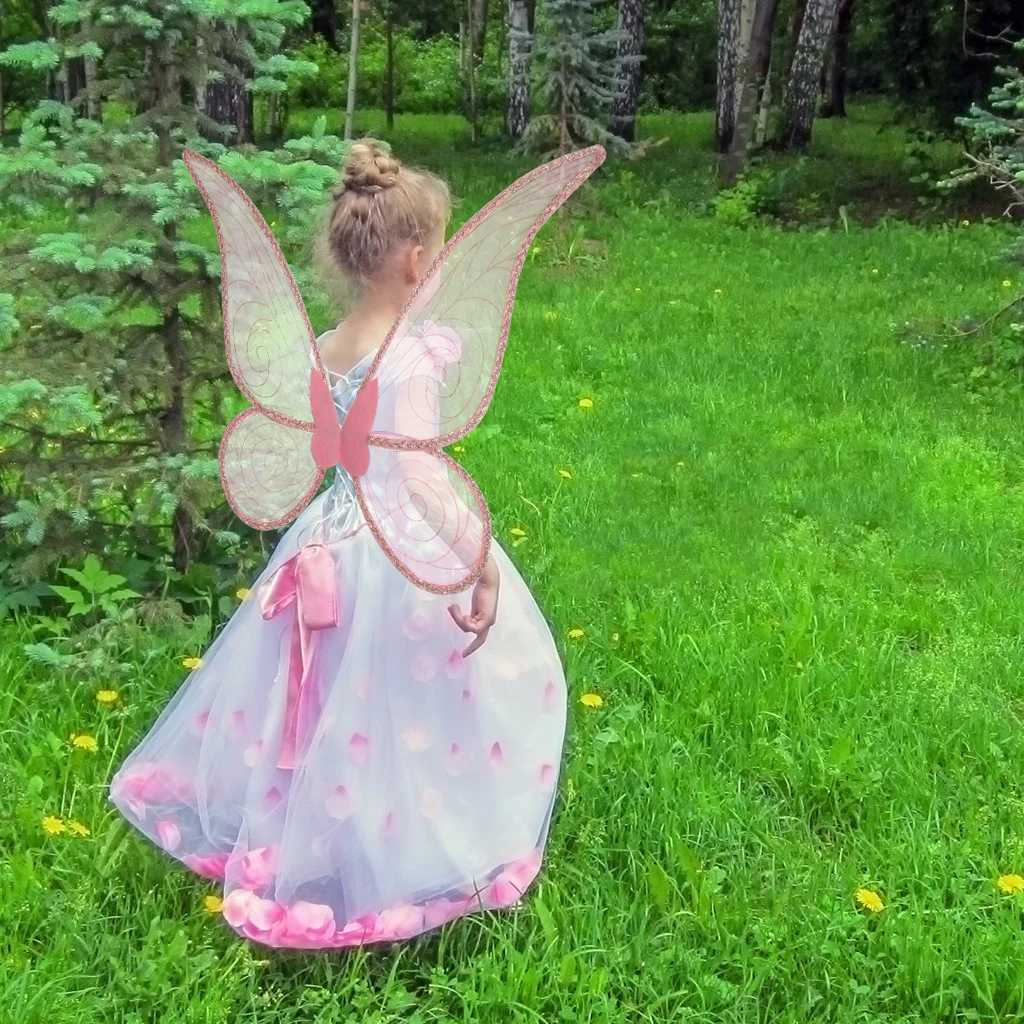 Halloween Costumes for Girls Women Butterfly Fairy Wings for Fairy Costumes Sparkle Fairy Princess Wings Party Favor Pink Color