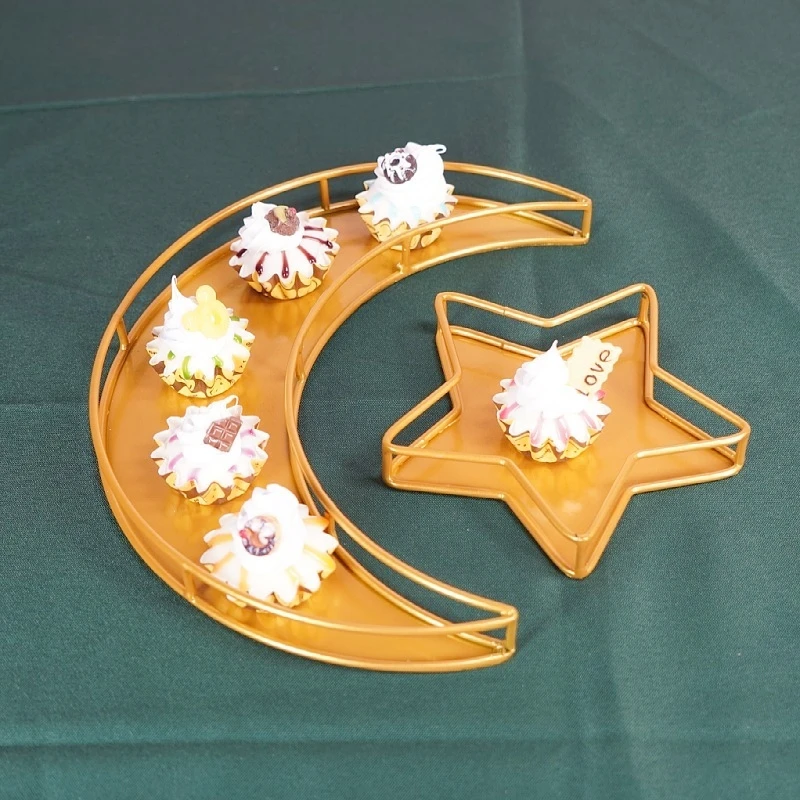 muslim party moon star decor ramadan kareem eid metal serving tray