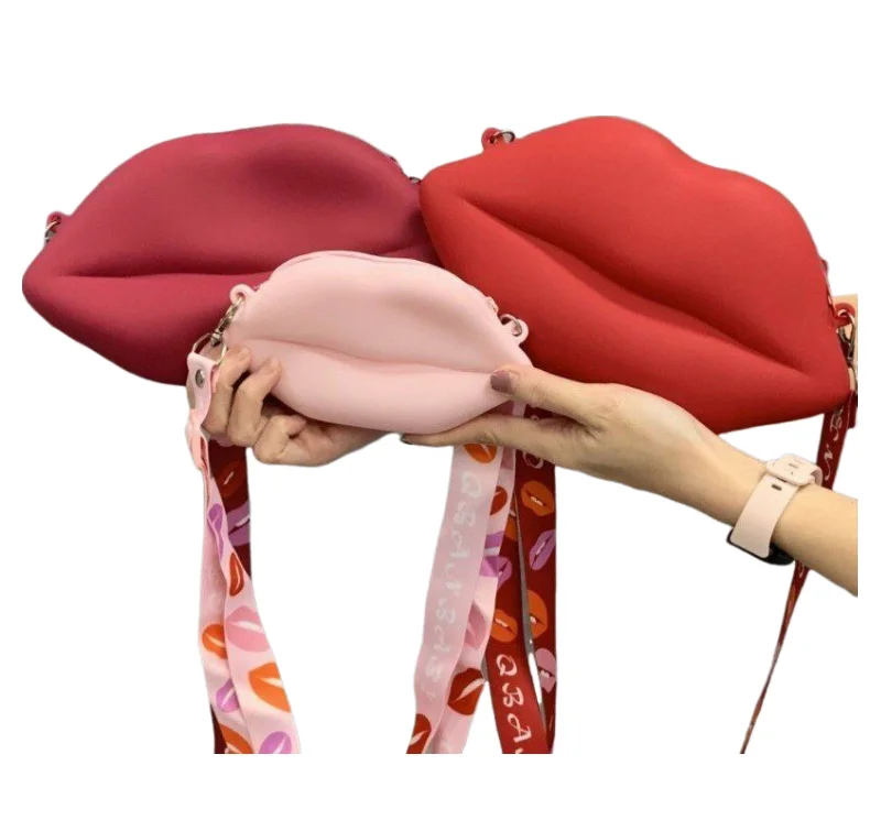 2023 Custom Made Sexy Silicone  Lips Shaped Clutch Purse Party Bags soft Bags