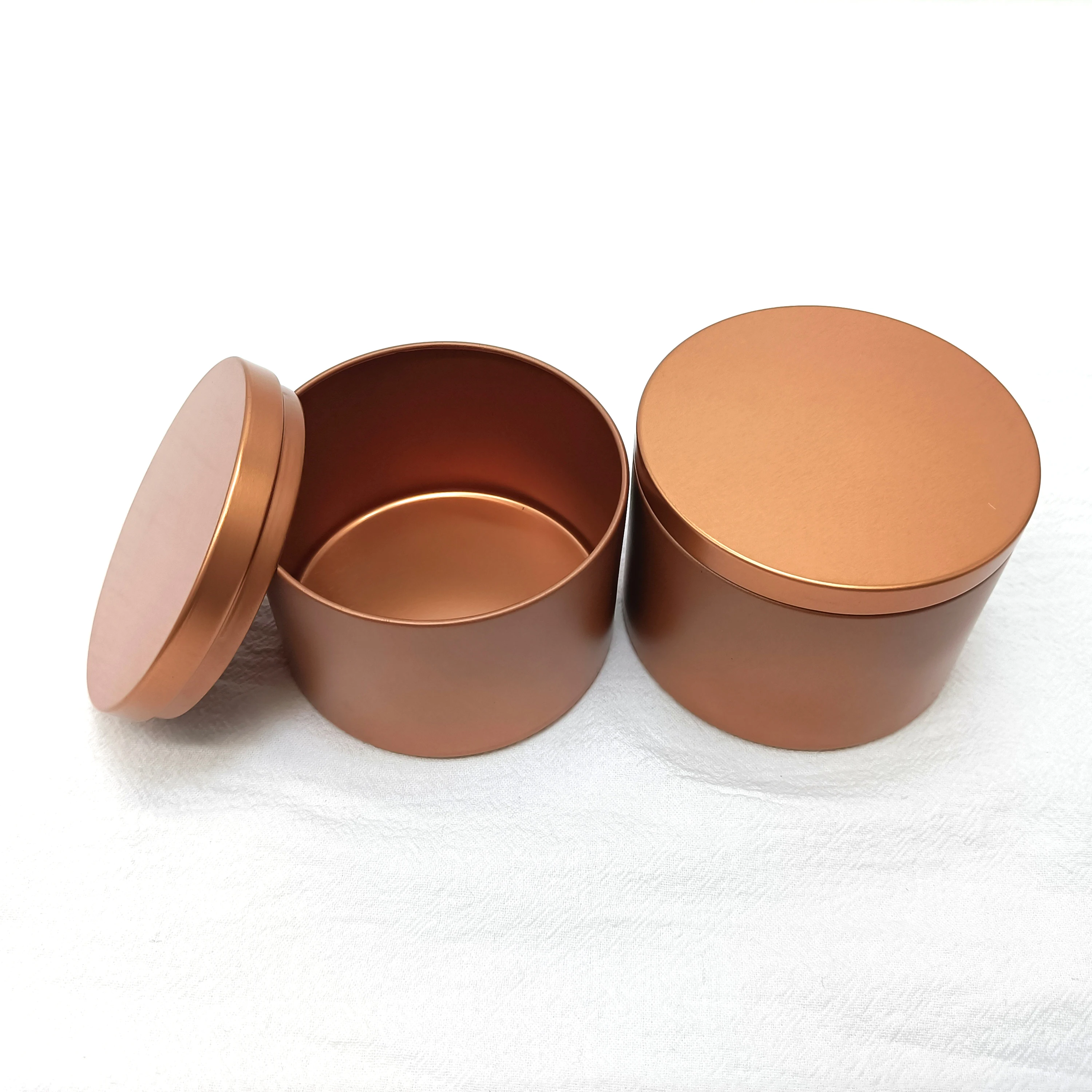 Custom Multicolor Empty Solid Color Rose Gold Matter Black Metal Candle Jars 4 oz Tins Round Candle Tin Jar With Lid