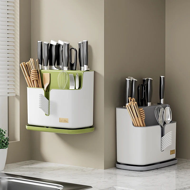 Customized Plastic Kitchen Shelf Home Multifunctional Knife Holder Wall Mounted Storage Cage