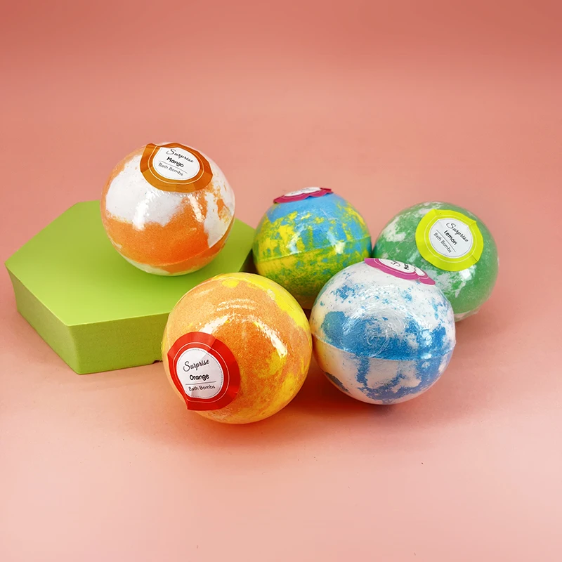 Private Label Customized Kids Fun Natural Bathbomb Organic Vegan 6 Pack Bubble Bath Bombs Balls Surprise With Toys Inside