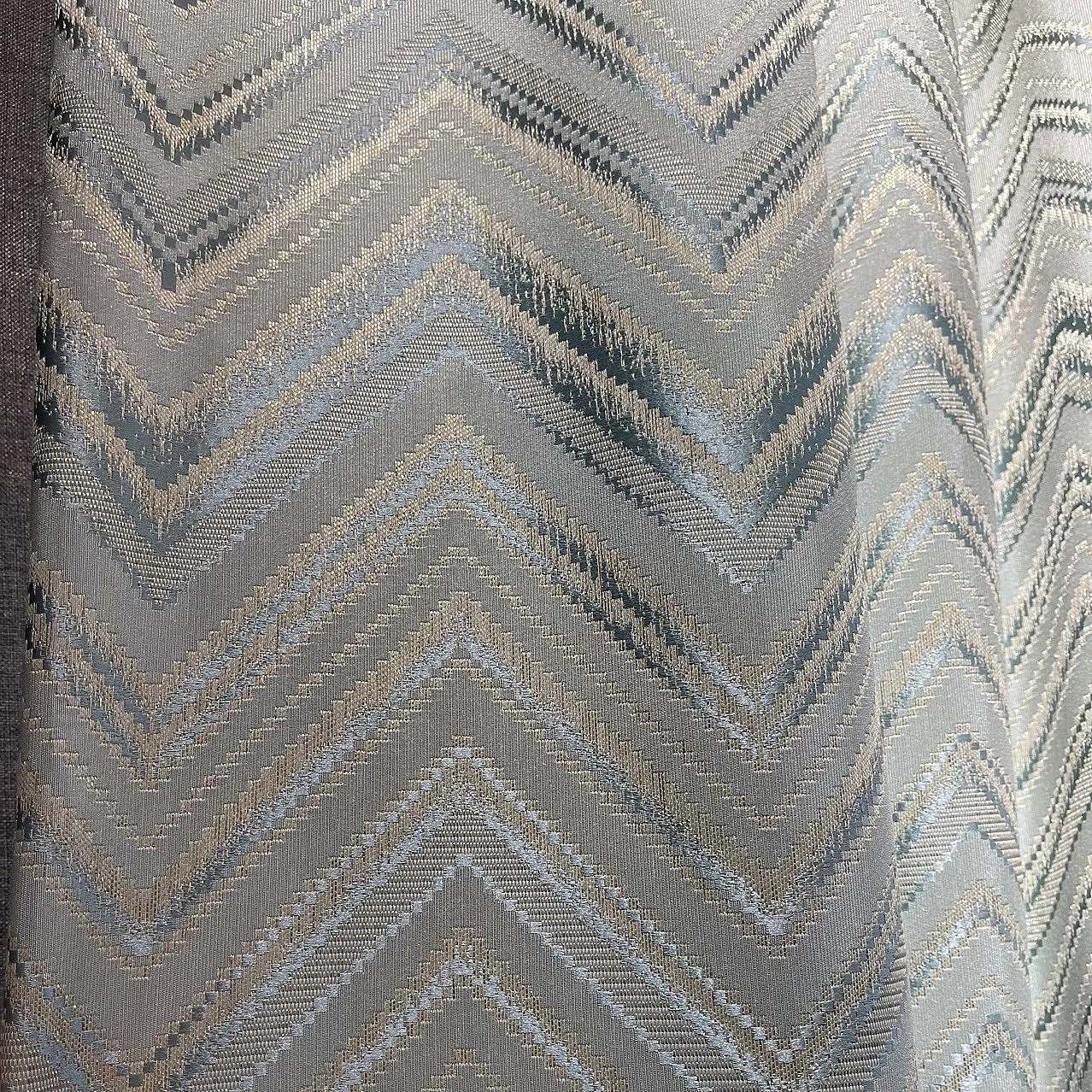 Luxury Striped Wave Texture 3D Design-K Jacquard Blackout Curtain Fabric for Living Room Bedroom Embroidered Curtains