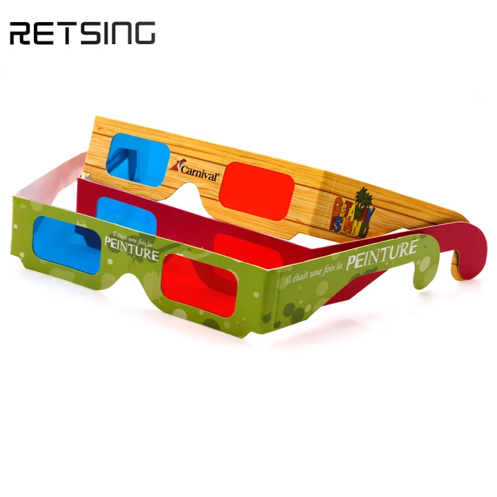Promotional gifts paper red/blue anaglyph vision 3d glasses with custom logo printing