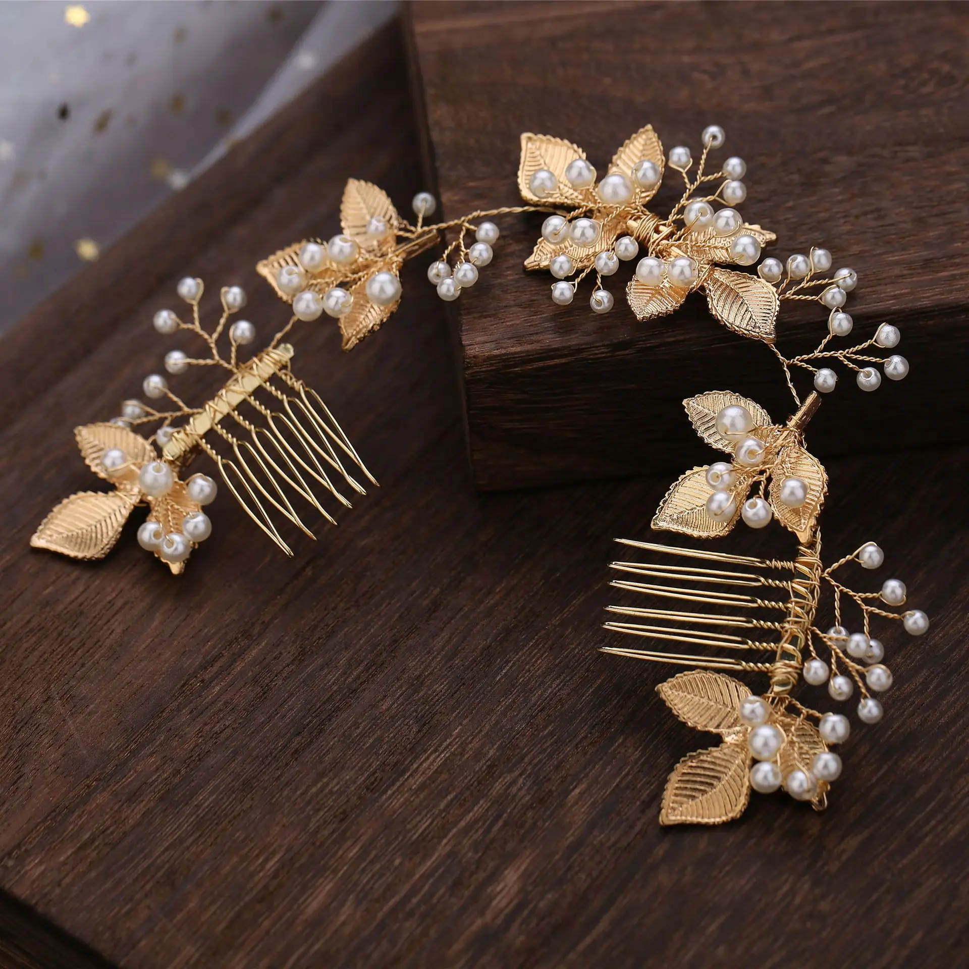 MC809 High Quality Fashion Bridal Leaves Hair Combs Women Handmade Headpieces Wedding Hair Accessories