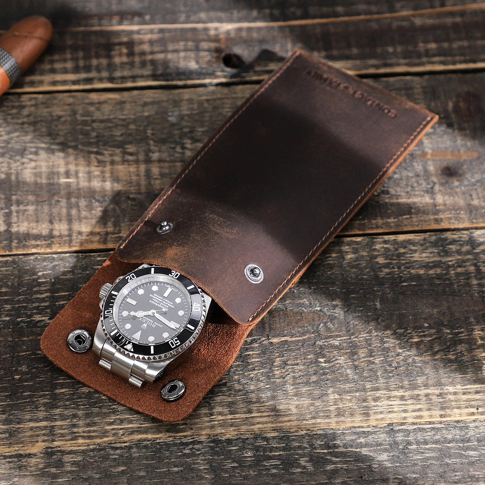 Contacts family Customized logo genuine leather luxury watch case for men watch box sunglasses box