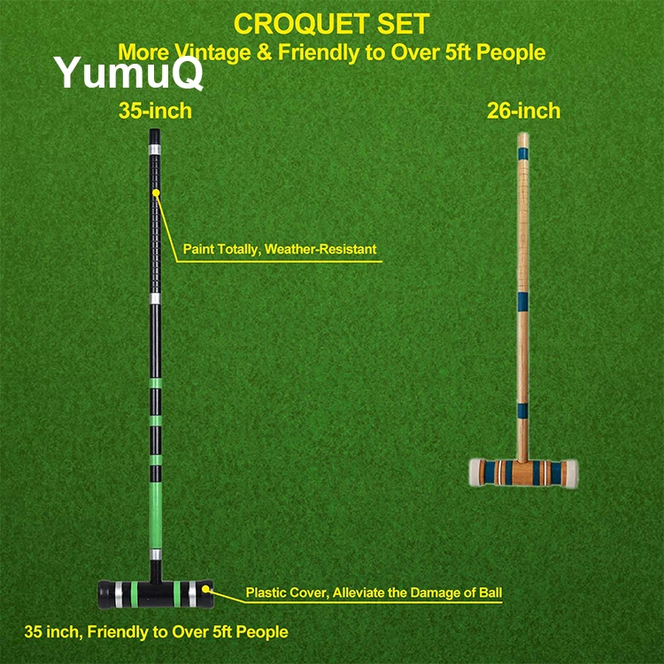 YumuQ Animal Best-Quality Wooden Kids Golf Garden Croquet Wickets Game Toy Set With Mallets For Kids