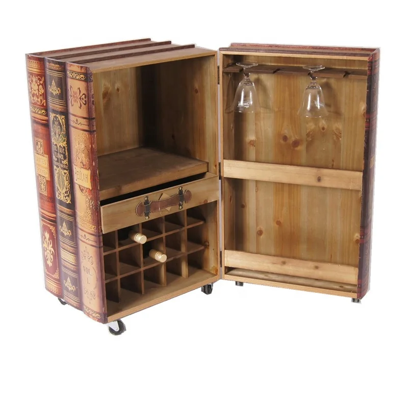 Hot Selling Home Storage Coffee Table With Wine Storage With Wheels Wooden Table Wine Cabinet