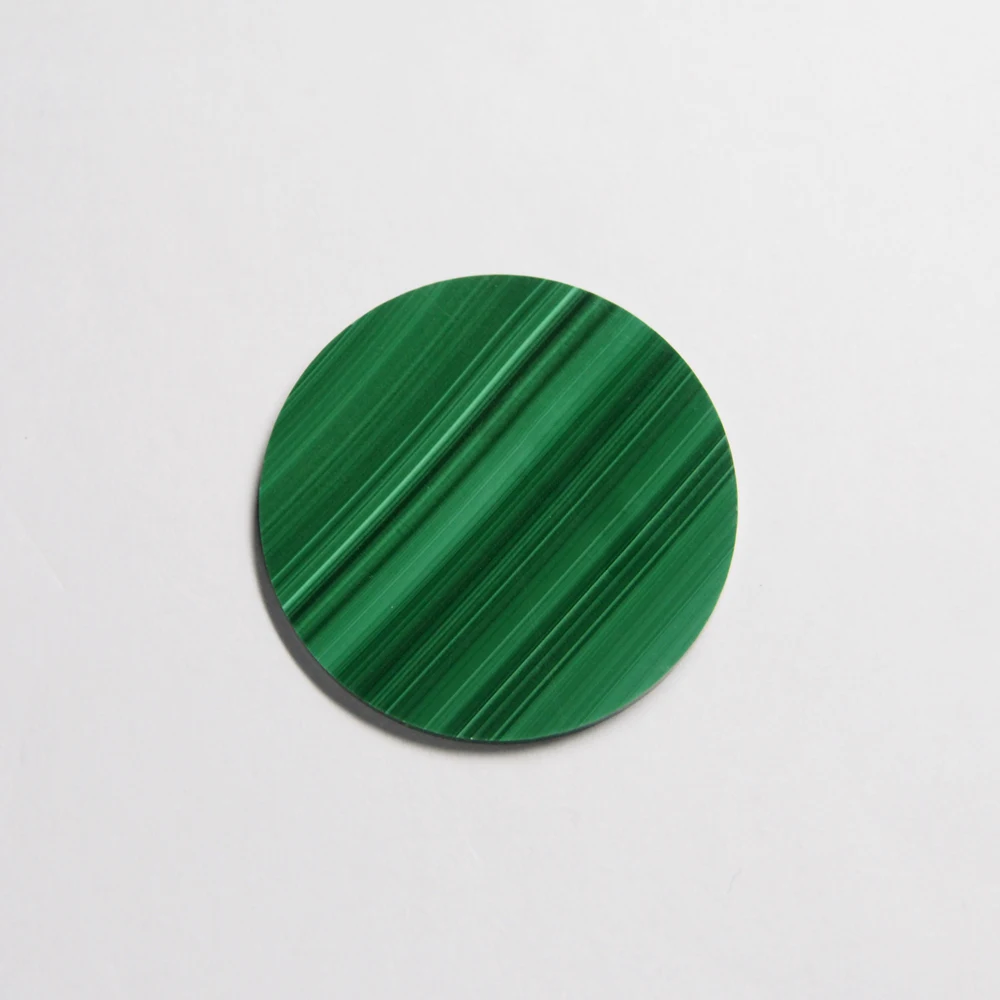 Natural Green Round  gemstone loose machine double flat coins  green malachite price for  art decoration