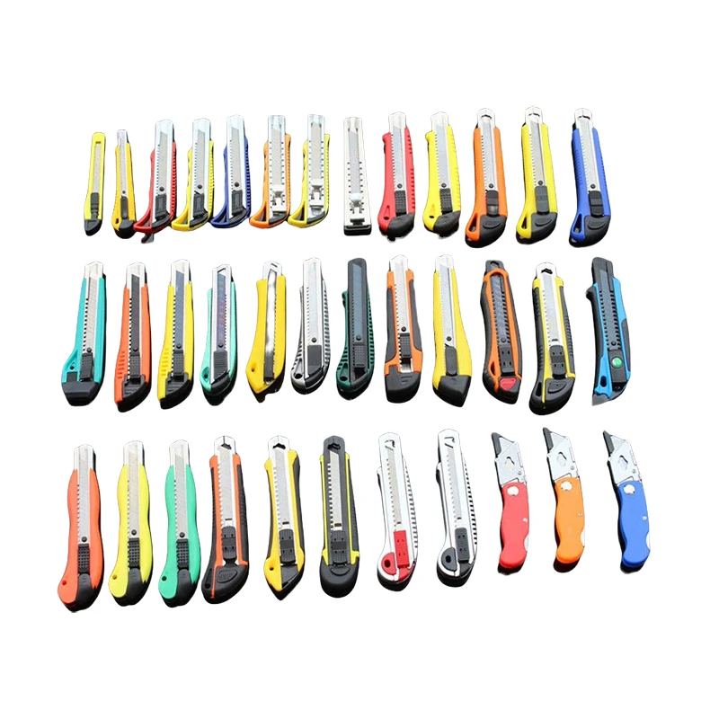 Retractable button/Auto retractable 170*42 ABS Plastic Handle SK5 promotion gift art knives with snap off 18mm SK5 lock blade