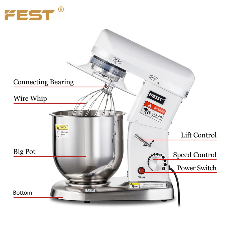  Фестиваль 5L/7L/10L планетарный 3 in1 Кухня пекарня миксер Электрический хлеб пиццы тесто торт