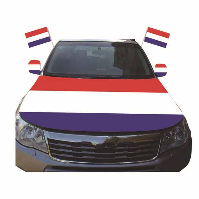 Custom Sublimation Printing Elastic France French Flag Car Bonnet Banner For Car Engine