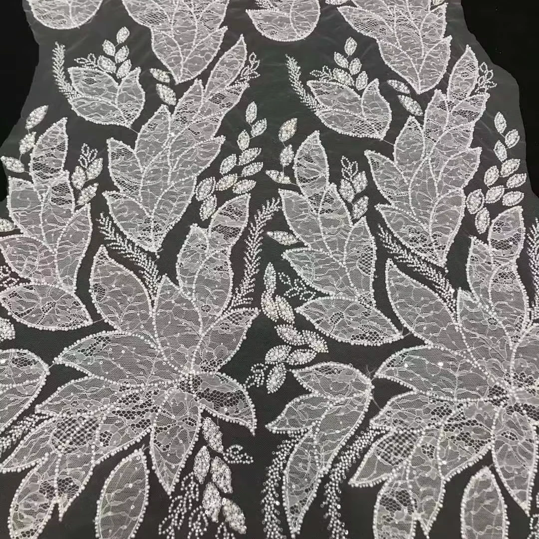 Luxury laser cut pure white lace fabric