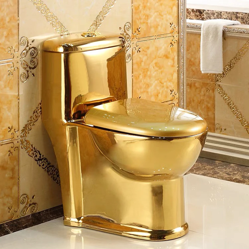 
High quality ceramics flush toilet luxury gold toilets for bedroom 