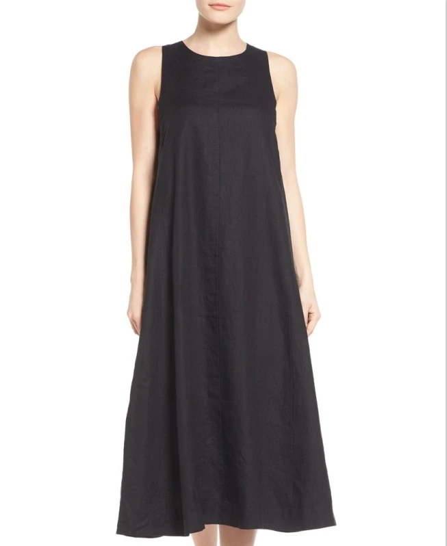 Custom High Quality Small MOQ For Brand Collection Sleeveless 100% Pure Linen Long Dress Long Dress Women Casual Dresses