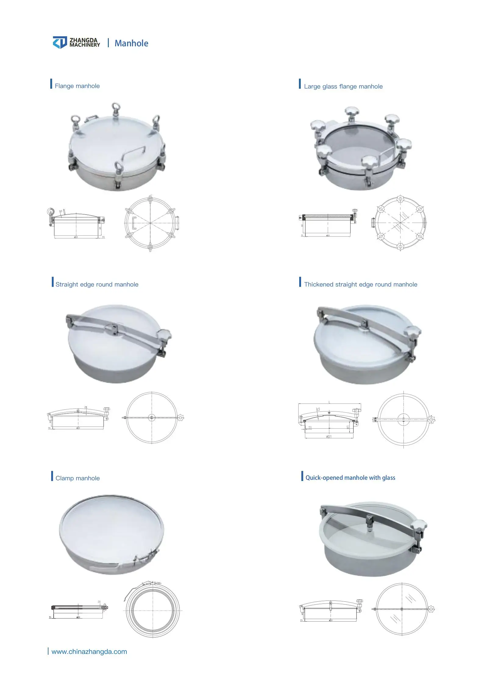 stainless steel manhole  cover mirror finished quik-opened  manway  dn200 dn500  round manway for tank