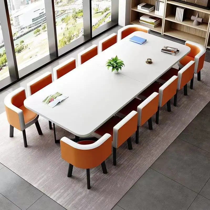 New Colorful Artificial Stone Meeting Table High Quality Durable Material Customized Conference Table with Fit Chair